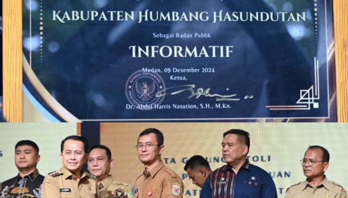 Komisi Informasi Sumut Berikan Penghargaan kepada Kabupaten Humbahas
