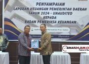 Bupati Tapanuli Utara Serahkan LKPD Tahun 2024 Un-Audited ke BPK-RI Perwakilan Sumut