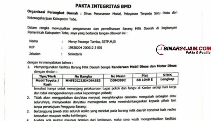 Usut Tuntas Dugaan Pengalihan Mobil Dinas Jadi Milik Pribadi, Integritas Pemkab Toba Dipertaruhkan