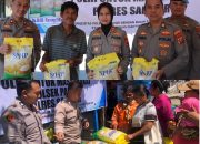 Hari Pertama Gerakan Pangan Murah Polres Samosir, 1,5 Ton Beras Ludes Diserbu Warga