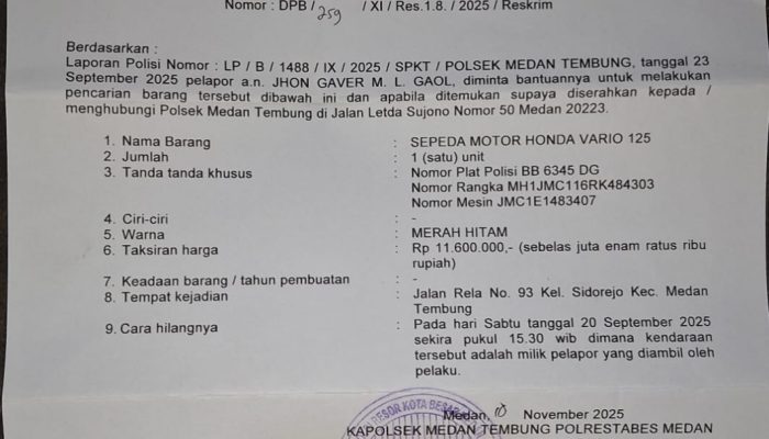 Sepeda Motor Honda Vario 125 Hilang di Depan Kos-kosan Jalan Rela, Pemilik Minta Bantuan Polisi dan Keringanan Biaya dari FIF