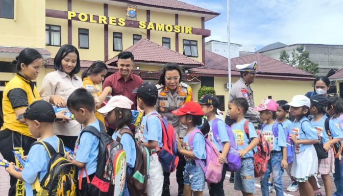 Polres Samosir Gelar Program Polisi Sahabat Anak, Sambut Outing Class PAUD/TK Pelita Bangsa