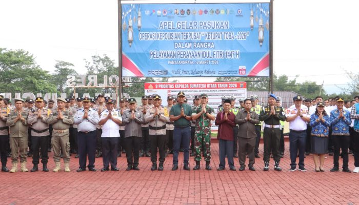 Kapolres Simalungun Pimpin Apel Gelar Pasukan Ops. Ketupat Toba 2026, Sebanyak 161.243 Personel Gabungan Siap Amankan Mudik Idul Fitri 1447 H