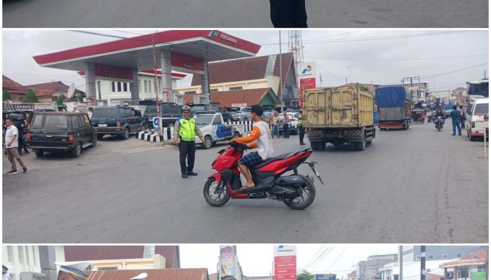 Dampak Distribusi BBM Terganggu, Polisi Atur Lalu Lintas di SPBU Humbahas